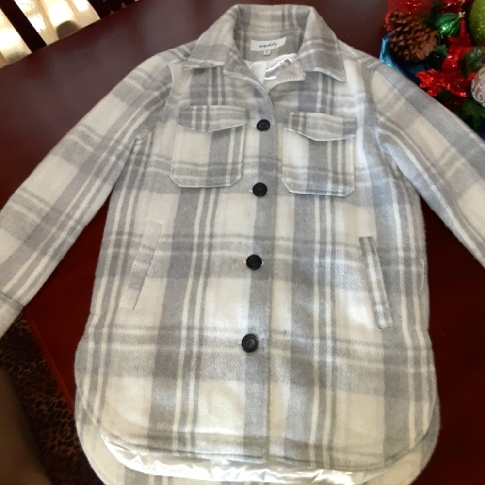 Juniors' Sebby Plaid Shirt Jacket